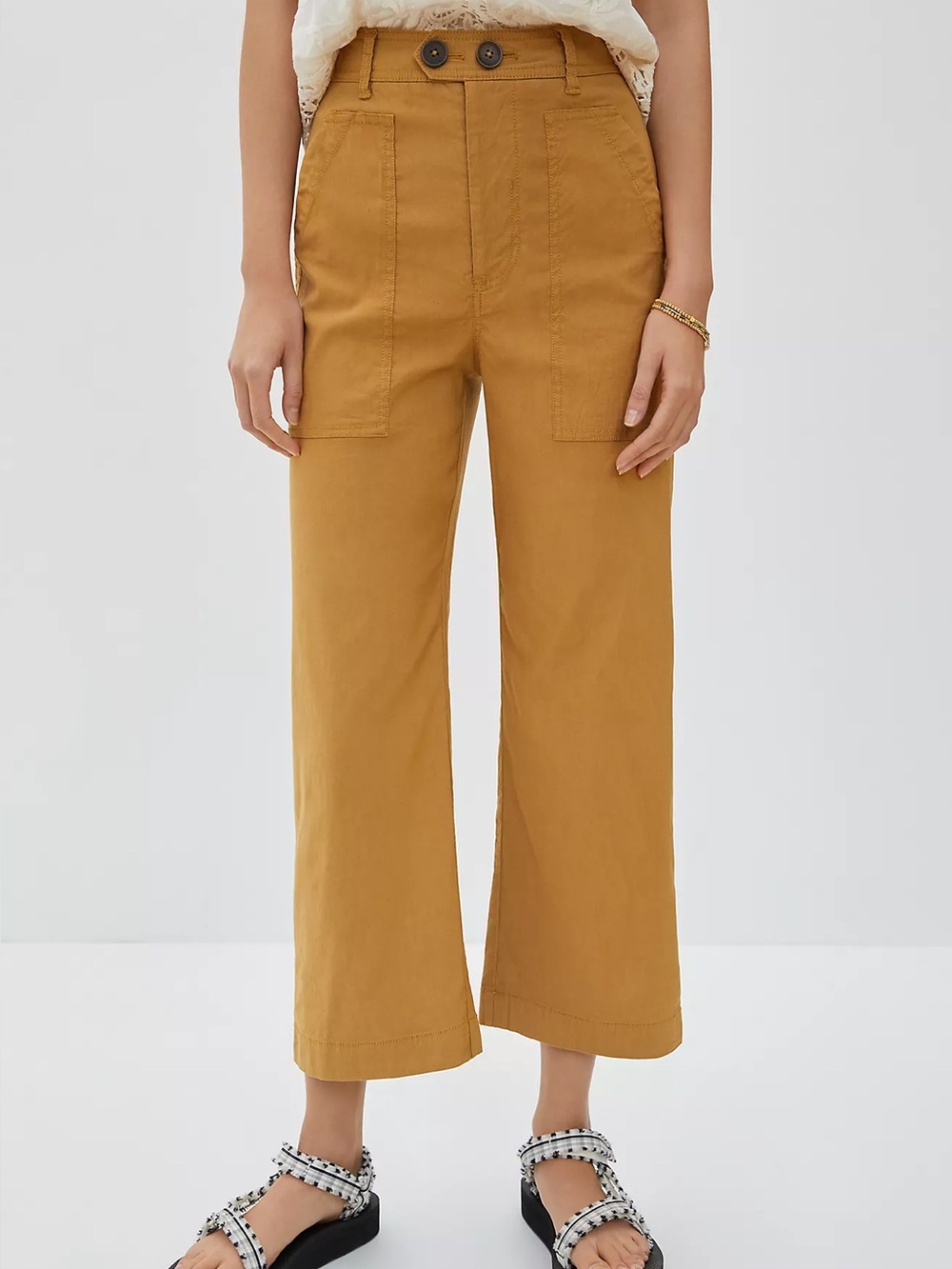 Maeve Colette Cropped Wide-Leg Pants
